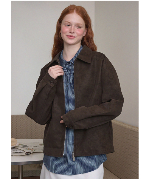 MICANE(ミケーネ)の「エンバー ミニマル レザー ジャンパー(ライダースジャケット・レディース・ブラウン/ブラック・MEDIUM/LARGE/X-LARGE/SMALL)」の4枚目の写真