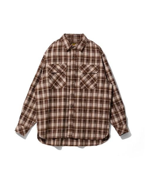 OGARP(オガープ)の「Concho Oversized Check Shirts Khakibrown(シャツ/ブラウス・レディース・カーキ・1/2/3)」の1枚目の写真
