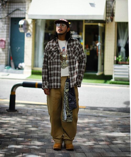 OGARP(オガープ)の「Concho Oversized Check Shirts Khakibrown(シャツ/ブラウス・レディース・カーキ・1/2/3)」の2枚目の写真