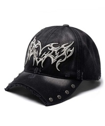 A‘gem 9（エージェムナイン）の「A'GEM/9 × .kom 『SUPPLIER/サプライヤー』 Ripped Brim Heart Tribal 6 Panel Cap/リップド ブリム ハート トライバル 6 パネル キャップ（キャップ）」