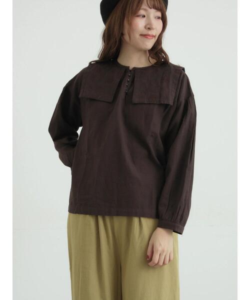 TSUHARU by Samansa Mos2（ツハルバイサマンサモスモス）の「[tukuroi]綿麻ツイル刺繍ブラウス（シャツ/ブラウス・レディース・ベージュ/ブラウン・F）」の2枚目の写真