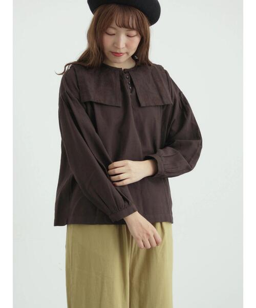 TSUHARU by Samansa Mos2（ツハルバイサマンサモスモス）の「[tukuroi]綿麻ツイル刺繍ブラウス（シャツ/ブラウス・レディース・ベージュ/ブラウン・F）」の20枚目の写真