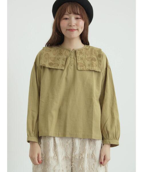 TSUHARU by Samansa Mos2（ツハルバイサマンサモスモス）の「[tukuroi]綿麻ツイル刺繍ブラウス（シャツ/ブラウス・レディース・ベージュ/ブラウン・F）」の15枚目の写真