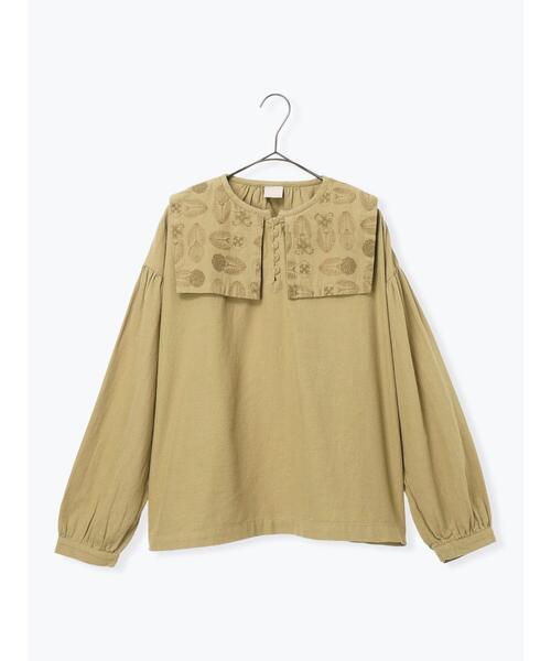 TSUHARU by Samansa Mos2（ツハルバイサマンサモスモス）の「[tukuroi]綿麻ツイル刺繍ブラウス（シャツ/ブラウス・レディース・ベージュ/ブラウン・F）」の11枚目の写真
