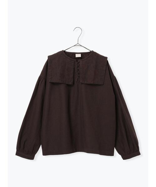TSUHARU by Samansa Mos2（ツハルバイサマンサモスモス）の「[tukuroi]綿麻ツイル刺繍ブラウス（シャツ/ブラウス・レディース・ベージュ/ブラウン・F）」の12枚目の写真