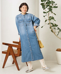 SOMET（ソメ）の「SOMETHING × FREAK'S STORE/サムシング 別注 DENIM SHIRTS ONE PIECE/デニム シャツ ワンピース（シャツワンピース）」