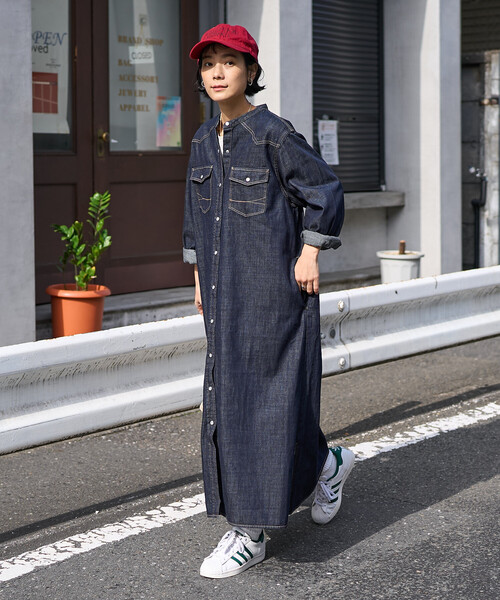 FREAK'S STORE(フリークスストア)の「SOMETHING × FREAK'S STORE/サムシング 別注 DENIM SHIRTS ONE PIECE/デニム シャツ ワンピース(シャツワンピース・レディース・ネイビー/サックスブルー・SMALL/MEDIUM)」の5枚目の写真