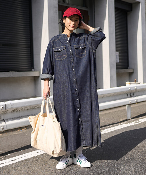 FREAK'S STORE(フリークスストア)の「SOMETHING × FREAK'S STORE/サムシング 別注 DENIM SHIRTS ONE PIECE/デニム シャツ ワンピース(シャツワンピース・レディース・ネイビー/サックスブルー・SMALL/MEDIUM)」の7枚目の写真