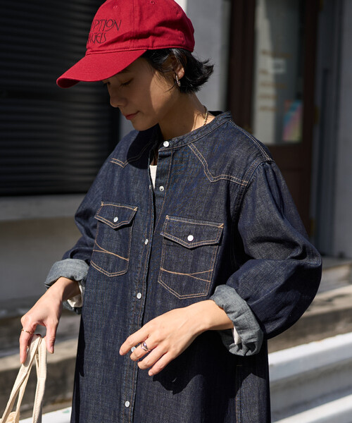 FREAK'S STORE(フリークスストア)の「SOMETHING × FREAK'S STORE/サムシング 別注 DENIM SHIRTS ONE PIECE/デニム シャツ ワンピース(シャツワンピース・レディース・ネイビー/サックスブルー・SMALL/MEDIUM)」の12枚目の写真