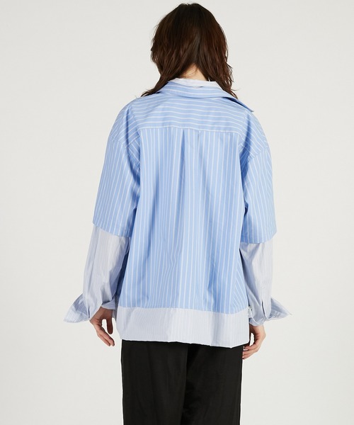 PRANK PROJECT（プランクプロジェクト）の「ダブルレイヤーシャツ / Double Layer Shirt（シャツ/ブラウス・レディース・チャコールグレー/ブルー/ホワイト・FREE）」の22枚目の写真