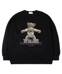 ベアフードパーカー オーバーサイズ スウェットTシャツ ブラック