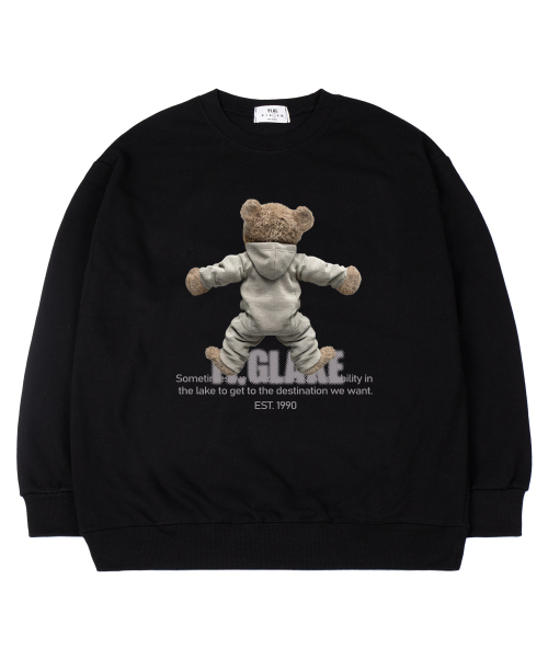 TI.GLAKE(ティーグレイク)の「ベアフードパーカー オーバーサイズ スウェットTシャツ ブラック(スウェット・レディース・その他・MEDIUM/LARGE/X-LARGE/XX-LARGE)」の1枚目の写真