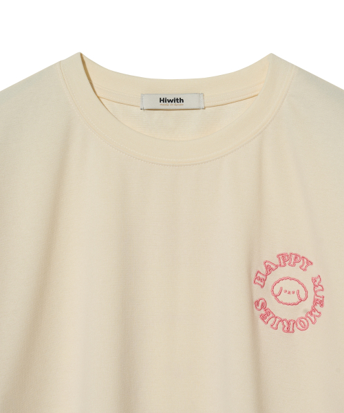 HIWITH(ハイウィーズ)の「ハッピーTシャツ_クリーム(Tシャツ/カットソー・レディース・アイボリー・FREE)」の3枚目の写真