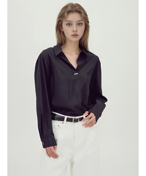 ACUD(アクド)の「Glossy Shirt Blouse _Black(シャツ/ブラウス・レディース・ブラック・FREE)」の3枚目の写真