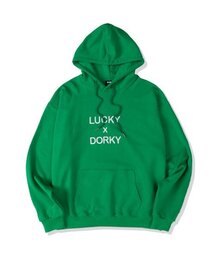 DORKY（ドルキ）の「ラッキークローバー オーバーサイズ フードパーカー グリーン（パーカー）」