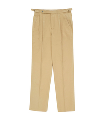 Cotton adjust Double Pleats relaxed Chino Pants (Beige)