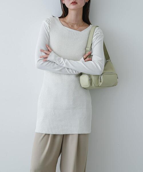 SENSE OF PLACE by URBAN RESEARCH（センスオブプレイスバイアーバンリサーチ）の「『洗濯可』ミドルゲージチュニックベスト（ベスト・レディース・ベージュ/ブラック/アイボリー・ONE）」の2枚目の写真