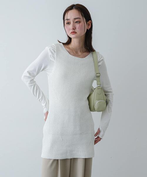 SENSE OF PLACE by URBAN RESEARCH（センスオブプレイスバイアーバンリサーチ）の「『洗濯可』ミドルゲージチュニックベスト（ベスト・レディース・ベージュ/ブラック/アイボリー・ONE）」の4枚目の写真