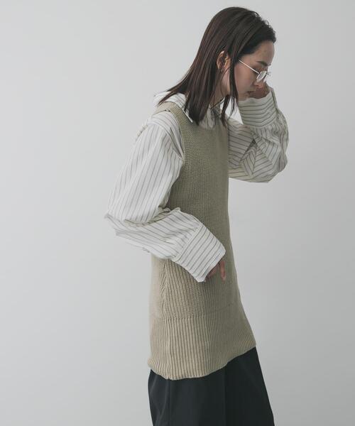 SENSE OF PLACE by URBAN RESEARCH（センスオブプレイスバイアーバンリサーチ）の「『洗濯可』ミドルゲージチュニックベスト（ベスト・レディース・ベージュ/ブラック/アイボリー・ONE）」の10枚目の写真