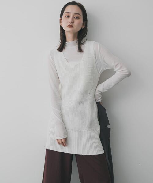 SENSE OF PLACE by URBAN RESEARCH（センスオブプレイスバイアーバンリサーチ）の「『洗濯可』ミドルゲージチュニックベスト（ベスト・レディース・ベージュ/ブラック/アイボリー・ONE）」の2枚目の写真