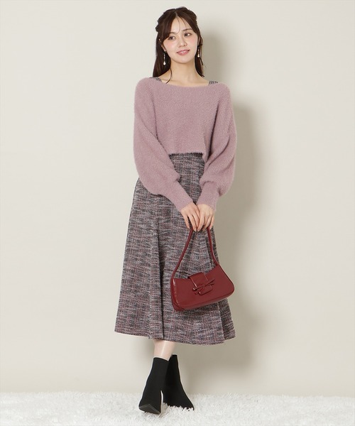 WILLSELECTION(ウィルセレクション)の「カットツイードワンピース×フェザーニットSET(ワンピース・レディース・ブルー/ラベンダー/ベージュ/ピンク・FREE)」の16枚目の写真