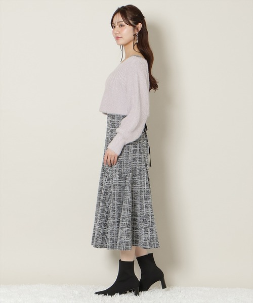 WILLSELECTION(ウィルセレクション)の「カットツイードワンピース×フェザーニットSET(ワンピース・レディース・ブルー/ラベンダー/ベージュ/ピンク・FREE)」の17枚目の写真