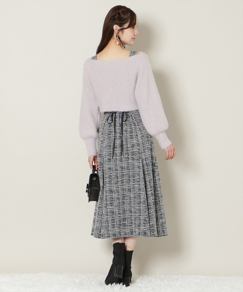 WILLSELECTION(ウィルセレクション)の「カットツイードワンピース×フェザーニットSET(ワンピース・レディース・ブルー/ラベンダー/ベージュ/ピンク・FREE)」の18枚目の写真