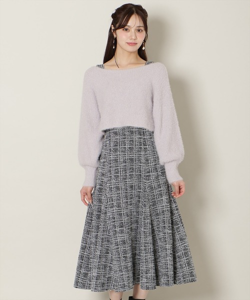 WILLSELECTION(ウィルセレクション)の「カットツイードワンピース×フェザーニットSET(ワンピース・レディース・ブルー/ラベンダー/ベージュ/ピンク・FREE)」の19枚目の写真
