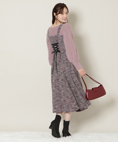 WILLSELECTION(ウィルセレクション)の「カットツイードワンピース×フェザーニットSET(ワンピース・レディース・ブルー/ラベンダー/ベージュ/ピンク・FREE)」の11枚目の写真
