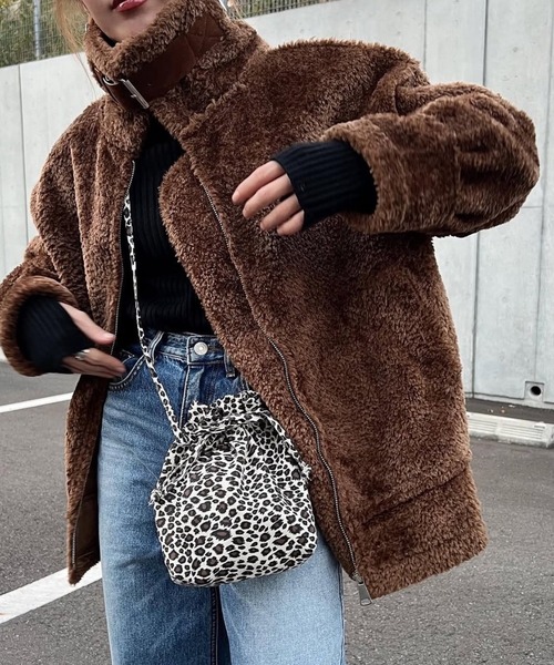 ブラウンファーベルト Ezick ベルト fur like belt フェイクファーベルト レディース