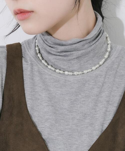 SMELLY（スメリー）の「パールメタルビーズネックカフ（ネックレス・レディース・ホワイト系その他・-）」の3枚目の写真