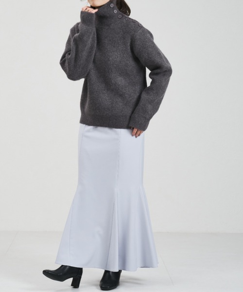 31 Sons de mode（トランテアン　ソン　ドゥ　モード）の「2025秋冬新作 一部店舗限定 サイドボタンハイネックニット（ニット/セーター・レディース・グレー/ホワイト・ﾌﾘ-）」の15枚目の写真