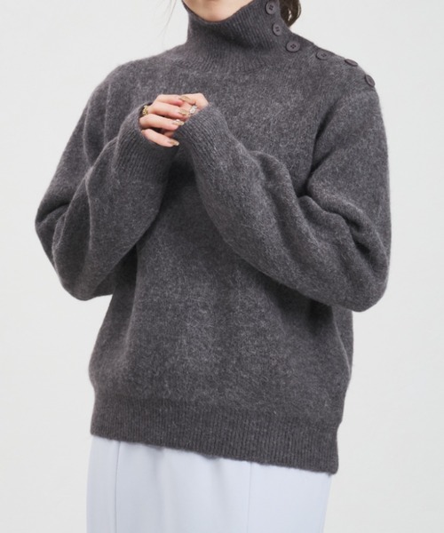 31 Sons de mode（トランテアン　ソン　ドゥ　モード）の「2025秋冬新作 一部店舗限定 サイドボタンハイネックニット（ニット/セーター・レディース・グレー/ホワイト・ﾌﾘ-）」の12枚目の写真