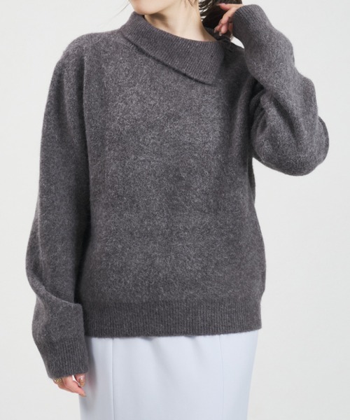 31 Sons de mode（トランテアン　ソン　ドゥ　モード）の「2025秋冬新作 一部店舗限定 サイドボタンハイネックニット（ニット/セーター・レディース・グレー/ホワイト・ﾌﾘ-）」の7枚目の写真