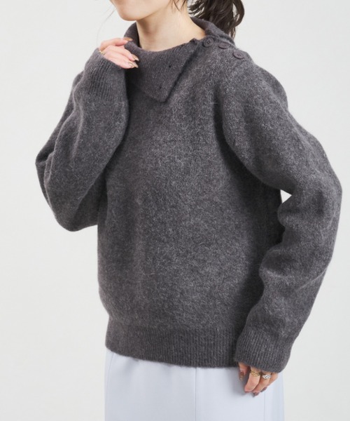 31 Sons de mode（トランテアン　ソン　ドゥ　モード）の「2025秋冬新作 一部店舗限定 サイドボタンハイネックニット（ニット/セーター・レディース・グレー/ホワイト・ﾌﾘ-）」の8枚目の写真