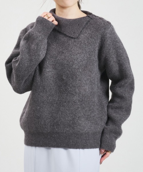 31 Sons de mode（トランテアン　ソン　ドゥ　モード）の「2025秋冬新作 一部店舗限定 サイドボタンハイネックニット（ニット/セーター・レディース・グレー/ホワイト・ﾌﾘ-）」の9枚目の写真