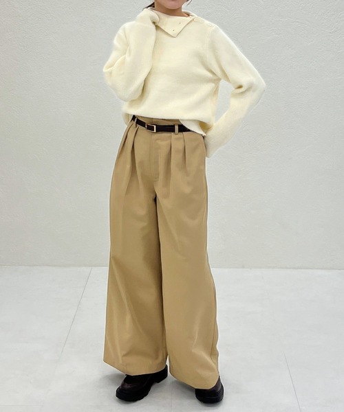 31 Sons de mode（トランテアン　ソン　ドゥ　モード）の「2025秋冬新作 一部店舗限定 サイドボタンハイネックニット（ニット/セーター・レディース・グレー/ホワイト・ﾌﾘ-）」の6枚目の写真