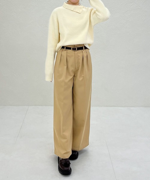 31 Sons de mode（トランテアン　ソン　ドゥ　モード）の「2025秋冬新作 一部店舗限定 サイドボタンハイネックニット（ニット/セーター・レディース・グレー/ホワイト・ﾌﾘ-）」の4枚目の写真