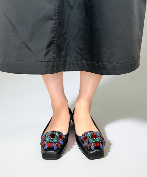 Jeffrey Campbell(ジェフリーキャンベル)の「カラービジュー スクエアトゥバレエシューズ(バレエシューズ・レディース・ブラック/ナチュラル・35/36/37/38/39)」の5枚目の写真