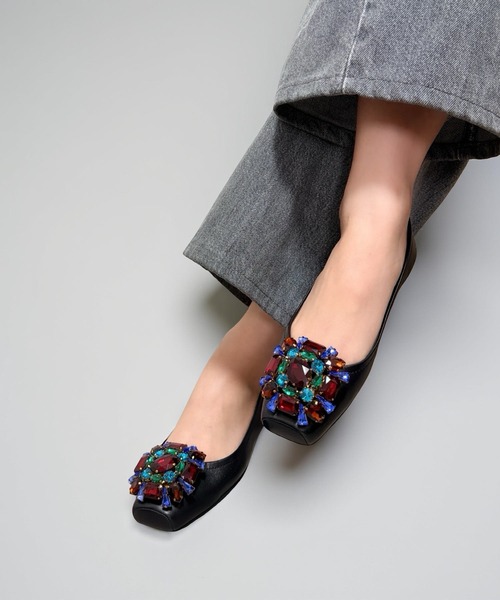 Jeffrey Campbell(ジェフリーキャンベル)の「カラービジュー スクエアトゥバレエシューズ(バレエシューズ・レディース・ブラック/ナチュラル・35/36/37/38/39)」の12枚目の写真