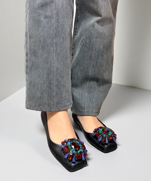 Jeffrey Campbell(ジェフリーキャンベル)の「カラービジュー スクエアトゥバレエシューズ(バレエシューズ・レディース・ブラック/ナチュラル・35/36/37/38/39)」の9枚目の写真