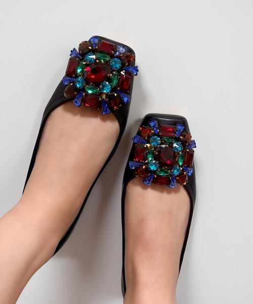 Jeffrey Campbell(ジェフリーキャンベル)の「カラービジュー スクエアトゥバレエシューズ(バレエシューズ・レディース・ブラック/ナチュラル・35/36/37/38/39)」の13枚目の写真