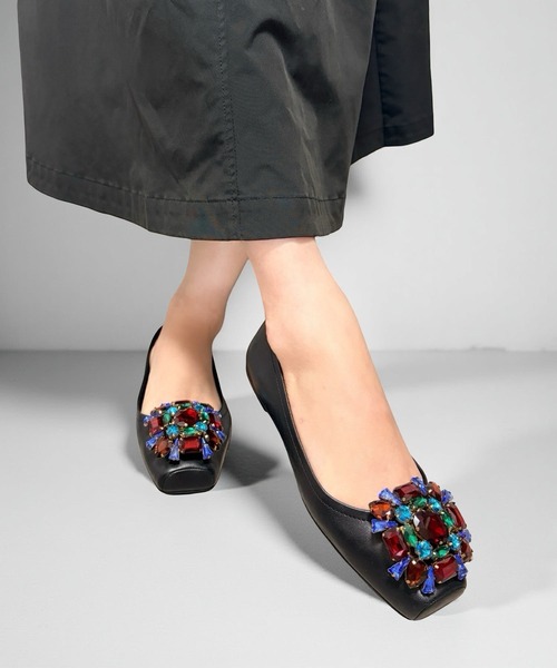 Jeffrey Campbell(ジェフリーキャンベル)の「カラービジュー スクエアトゥバレエシューズ(バレエシューズ・レディース・ブラック/ナチュラル・35/36/37/38/39)」の8枚目の写真