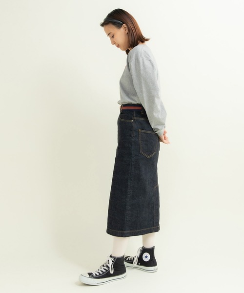 My Fav. CHILD WOMAN（マイファブチャイルドウーマン）の「11.36ozムラ糸デニム ミディアムタイトスカート（デニムスカート・レディース・ネイビー・36/38）」の7枚目の写真