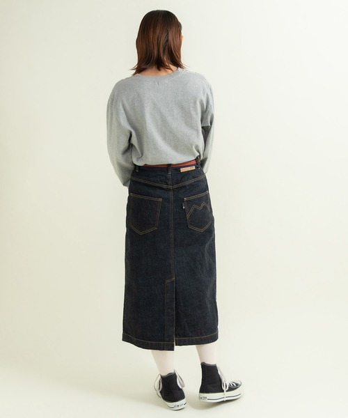 My Fav. CHILD WOMAN（マイファブチャイルドウーマン）の「11.36ozムラ糸デニム ミディアムタイトスカート（デニムスカート・レディース・ネイビー・36/38）」の8枚目の写真