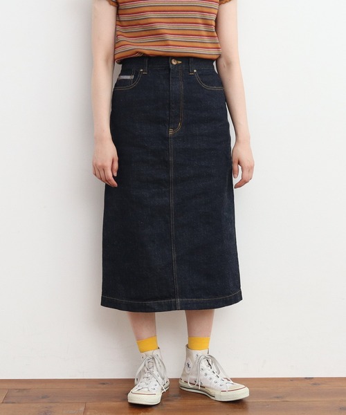 My Fav. CHILD WOMAN（マイファブチャイルドウーマン）の「11.36ozムラ糸デニム ミディアムタイトスカート（デニムスカート・レディース・ネイビー・36/38）」の9枚目の写真