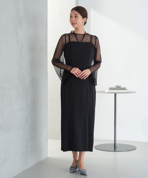 haremode（ハレモード）の「結婚式 お呼ばれ 二次会 謝恩会 成人式 同窓会 対応 20代 30代 シアー レイヤード 2WAY セットアップ 3点セット ベスト シアーブラウス ワンピース パーティー オケージョン ドレス（ドレス・レディース・ベージュ/チャコール/ブラック・M/S）」の11枚目の写真