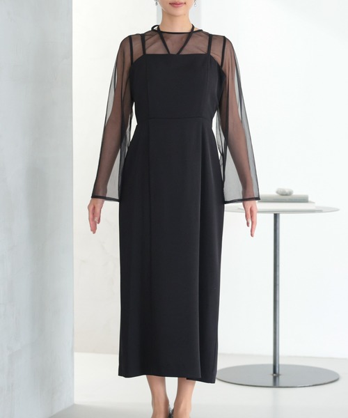 haremode（ハレモード）の「結婚式 お呼ばれ 二次会 謝恩会 成人式 同窓会 対応 20代 30代 シアー レイヤード 2WAY セットアップ 3点セット ベスト シアーブラウス ワンピース パーティー オケージョン ドレス（ドレス・レディース・ベージュ/チャコール/ブラック・M/S）」の14枚目の写真