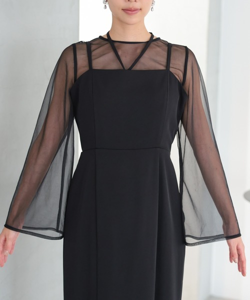 haremode（ハレモード）の「結婚式 お呼ばれ 二次会 謝恩会 成人式 同窓会 対応 20代 30代 シアー レイヤード 2WAY セットアップ 3点セット ベスト シアーブラウス ワンピース パーティー オケージョン ドレス（ドレス・レディース・ベージュ/チャコール/ブラック・M/S）」の16枚目の写真