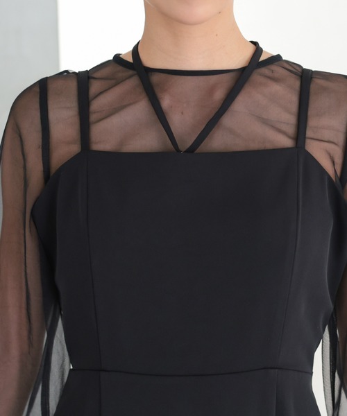 haremode（ハレモード）の「結婚式 お呼ばれ 二次会 謝恩会 成人式 同窓会 対応 20代 30代 シアー レイヤード 2WAY セットアップ 3点セット ベスト シアーブラウス ワンピース パーティー オケージョン ドレス（ドレス・レディース・ベージュ/チャコール/ブラック・M/S）」の17枚目の写真